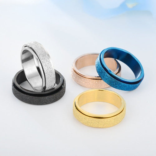 Turnable Anxiety Rings Rainbow Silver Color Relieve Stress Rings For Women Men (unisex)