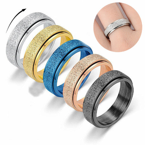 Turnable Anxiety Rings Rainbow Silver Color Relieve Stress Rings For Women Men (unisex)